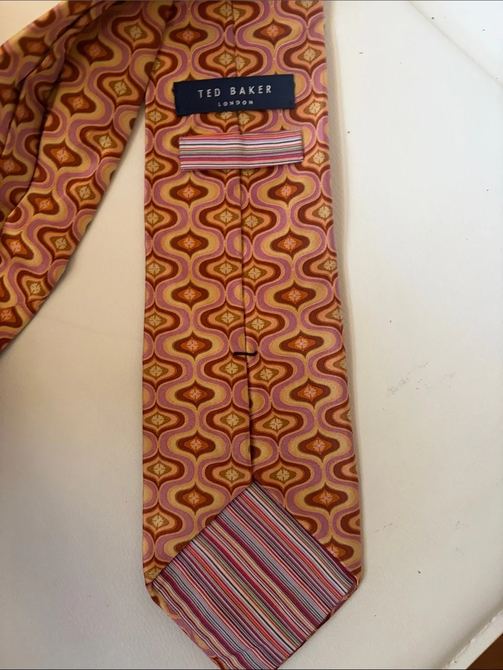 Ted Baker Pink and Orange Retro Geometric Tie
